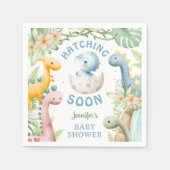 Dinosaur Baby Shower Boy Blue Dino Paper Napkin スタンダードカクテルナプキン (正面)