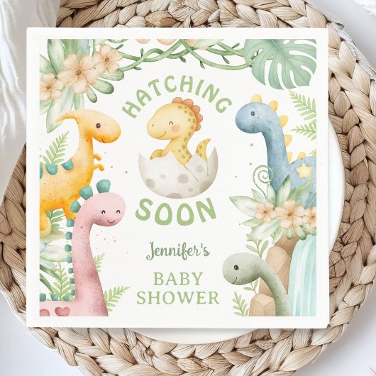 Dinosaur Baby Shower Cute Dino Paper Napkin スタンダードカクテルナプキン