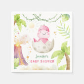 Dinosaur Baby Shower Girl Dino Paper スタンダードカクテルナプキン (正面)