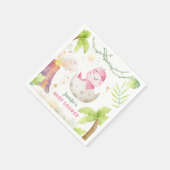 Dinosaur Baby Shower Girl Dino Paper スタンダードカクテルナプキン (角)