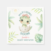 Dinosaur Baby Shower Girl Paper スタンダードカクテルナプキン (正面)