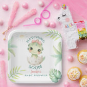 Dinosaur Baby Shower Girl Paper ペーパープレート (パーティー)