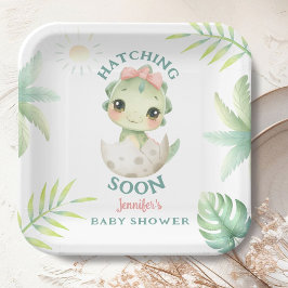 Dinosaur Baby Shower Girl Paper ペーパープレート