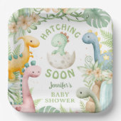 Dinosaur Baby Shower Green Dino Paper Plates ペーパープレート (正面)