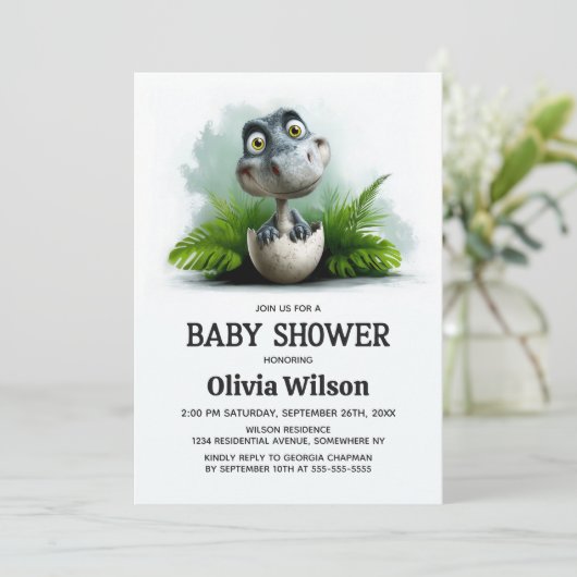Dinosaur Baby Shower Invitation 招待状 (スタンド正面)