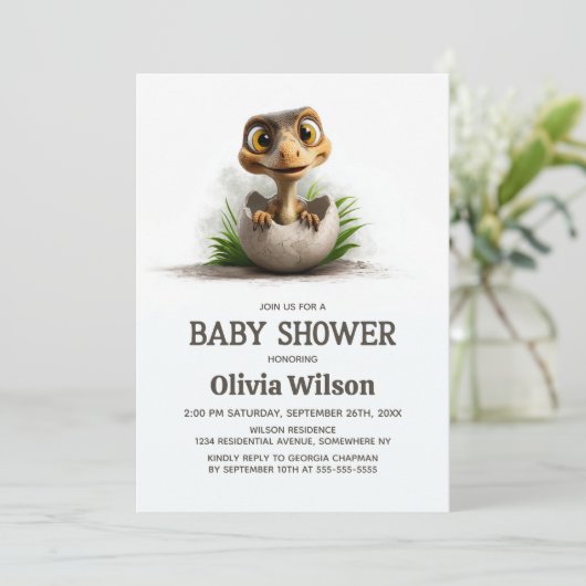 Dinosaur Baby Shower Invitation 招待状 (スタンド正面)