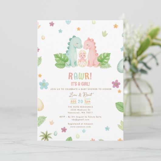 Dinosaur Baby Shower Invitation 招待状 (スタンド正面)