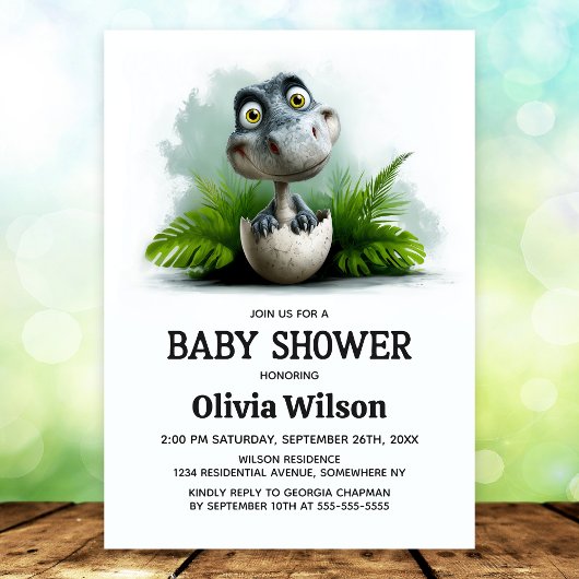 Dinosaur Baby Shower Invitation 招待状