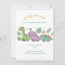dinosaur baby shower invitation for boy or girl 招待状