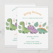 dinosaur baby shower invitation for boy or girl 招待状 (正面/裏面)