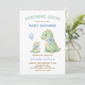 Dinosaur Baby Shower invitation Hatching Soon 招待状 (スタンド正面)