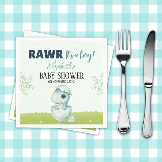 Dinosaur Baby Shower Party Napkins for Boy スタンダードカクテルナプキン