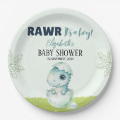 Dinosaur Baby Shower Party Plates for Boy ペーパープレート (正面)