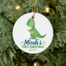 Dinosaur Baby's First Christmas Ornament セラミックオーナメント