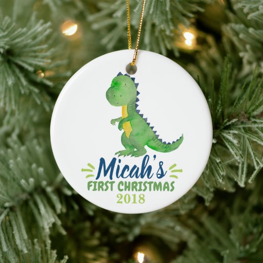 Dinosaur Baby's First Christmas Ornament セラミックオーナメント (ツリー)
