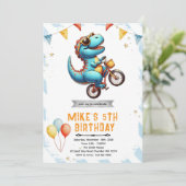 Dinosaur Bike Birthday Invitation 招待状 (スタンド正面)