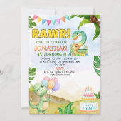 Dinosaur Birthday 2 for Boys | Rawr Dino party 招待状 (正面)