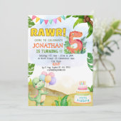 Dinosaur Birthday 5th for Boys | Rawr Dinosaur 招待状 (スタンド正面)