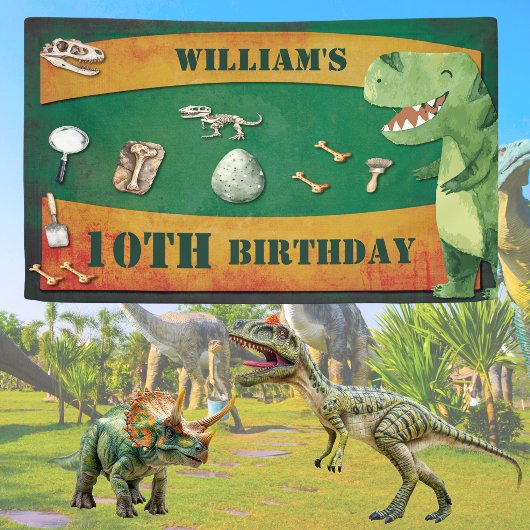 Dinosaur Birthday Banner 横断幕
