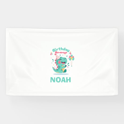 Dinosaur Birthday Banner | Boys Party  | Editable 横断幕 (横)
