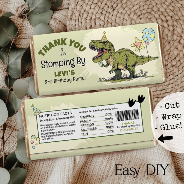 Dinosaur Birthday DIY Chocolate Bar Favor Wrapper (クリエイターアップロード済み)