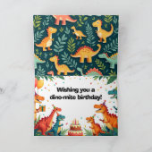 Dinosaur Birthday Greeting Card – Fun Dino Party D カード (内部)