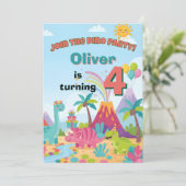 Dinosaur Birthday Invitation – 5x7 Kids Party Card 招待状 (スタンド正面)