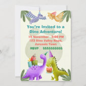 Dinosaur Birthday Invitation – 5x7 Kids Party Card 招待状 (裏面)