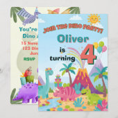 Dinosaur Birthday Invitation – 5x7 Kids Party Card 招待状 (正面/裏面)
