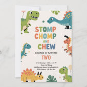 Dinosaur Birthday Invitation | Boys 2nd Birthday 招待状 (正面)