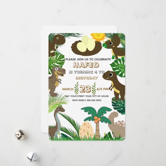 Dinosaur Birthday Invitation: Dino Adventure, Edit シーズンカード (正面/裏面インサイチュ)