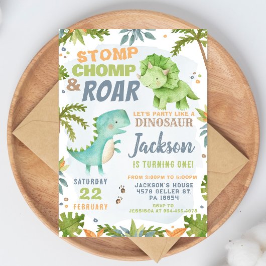 Dinosaur Birthday Invitation Dino Party Invite 招待状