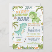 Dinosaur Birthday Invitation Dino Party Invite 招待状 (正面)