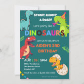 Dinosaur Birthday Invitation – Editable | Flat Car 招待状 (正面)