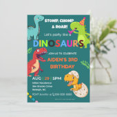 Dinosaur Birthday Invitation – Editable | Flat Car 招待状 (スタンド正面)