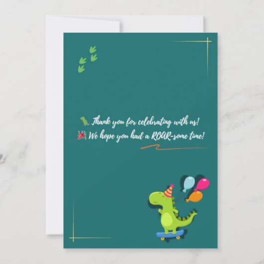 Dinosaur Birthday Invitation – Editable | Flat Car 招待状 (裏面)