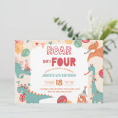 Dinosaur Birthday Invitation Four. Modern Dino 招待状 (スタンド正面)