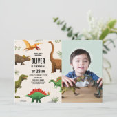 Dinosaur Birthday Invitation Party Boys Photo 招待状 (スタンド正面)
