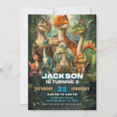 Dinosaur Birthday Invitation T Rex Party Invite 招待状 (正面)