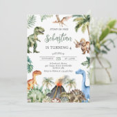Dinosaur Birthday Invitation Template, Editable 招待状 (スタンド正面)