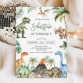 Dinosaur Birthday Invitation Template, Editable 招待状