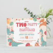 Dinosaur Birthday Invitation Two. Modern Boy Dino  招待状 (スタンド正面)