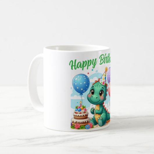 Dinosaur Birthday Mug コーヒーマグカップ (正面左)