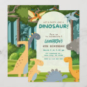 Dinosaur Birthday Party 招待状 (正面/裏面)