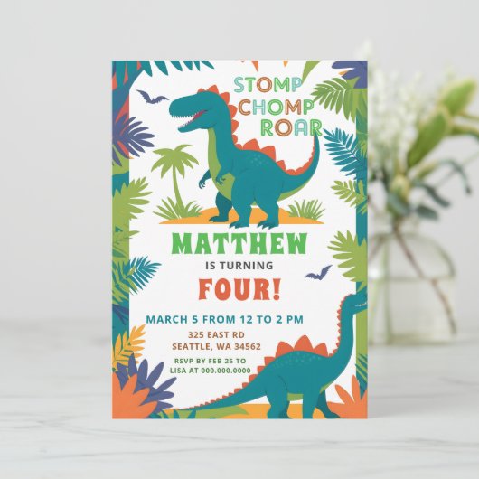 Dinosaur Birthday Party 招待状 (スタンド正面)