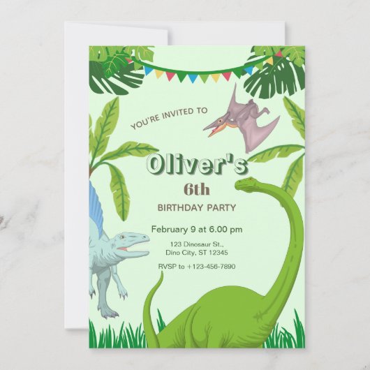 Dinosaur Birthday Party 招待状 (正面)