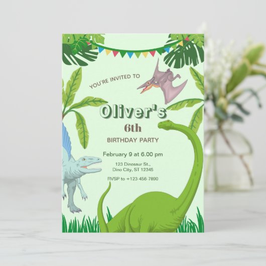 Dinosaur Birthday Party 招待状 (スタンド正面)