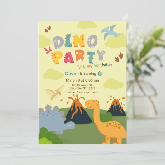 Dinosaur Birthday Party 招待状 (スタンド正面)