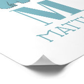 Dinosaur Birthday Party | Blue Triceratops Dino ポスター (角)