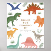 Dinosaur Birthday Party Favors Sign ポスター (正面)